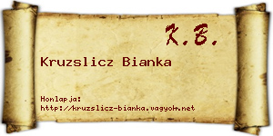 Kruzslicz Bianka névjegykártya